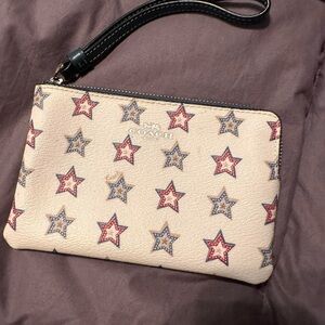 Coach wristlet with Red and blue star print